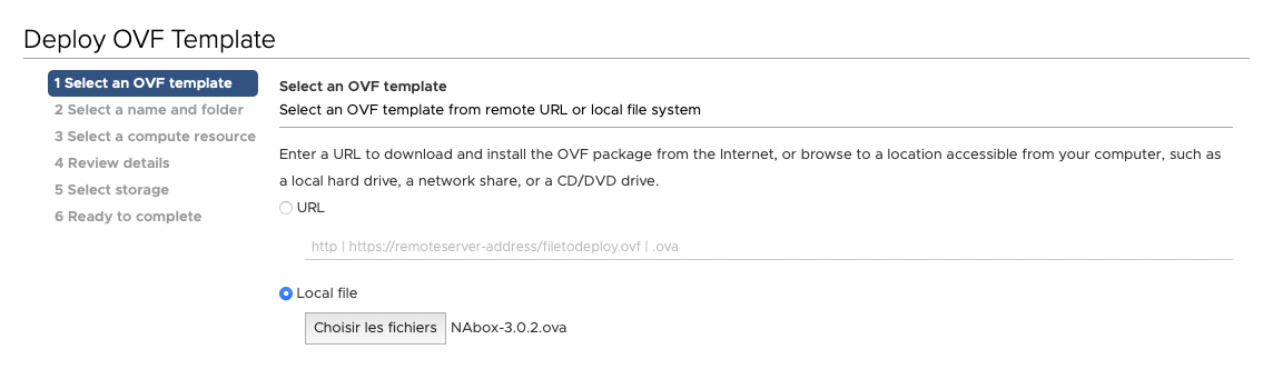 Deploy OVF Template window.