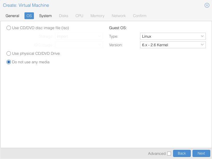 Create Virtual Machine - OS