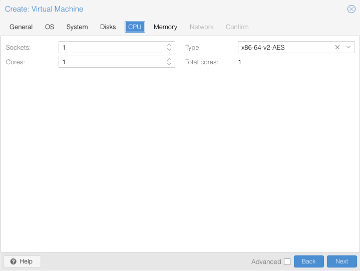 Create Virtual Machine - CPU
