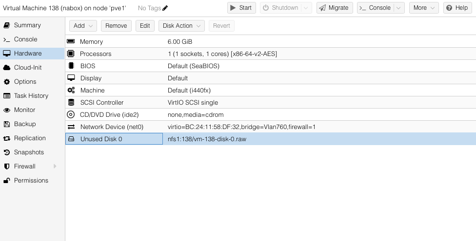 VM Hardware - Unused Disk